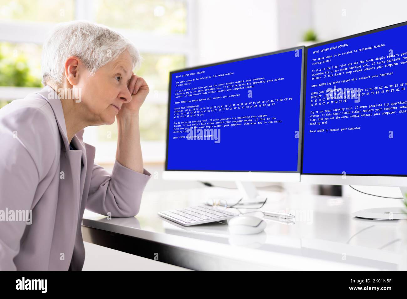 BSOD Error Blue Death Screen. Malware And Privacy Attack Stock Photo