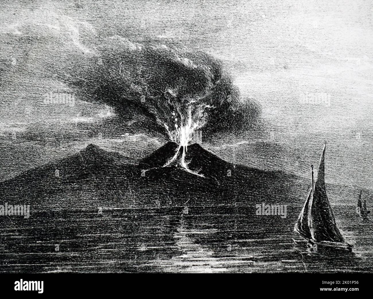 Vesuvius as it appeared on 27 February 1832. Stock Photo