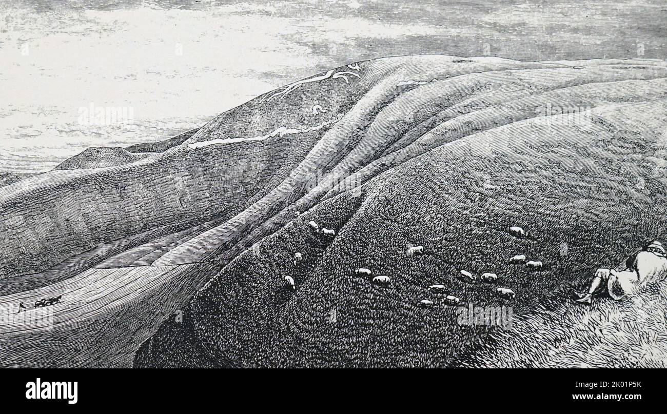 Vale of the White Horse, showing the Uffington White Horse. Stock Photo