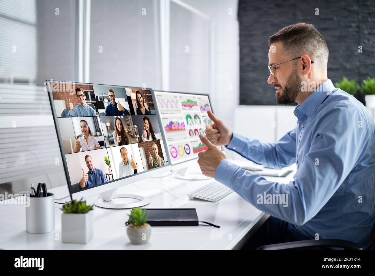 Online Video Conference Work From Home Webinar Stock Photo