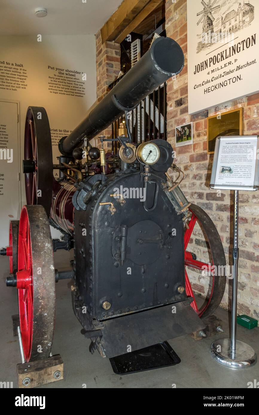 Tuxford portable steam engine at Heckington Mill Lincolnshire 2022 Stock Photo