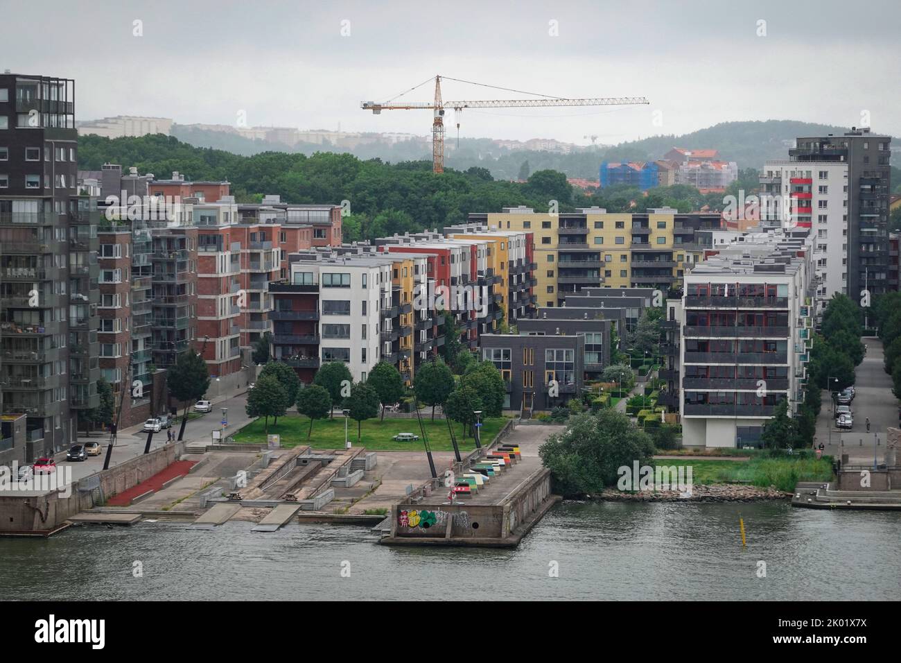 07 August 2022, Sweden, Göteborg: Residential and commercial buildings ...
