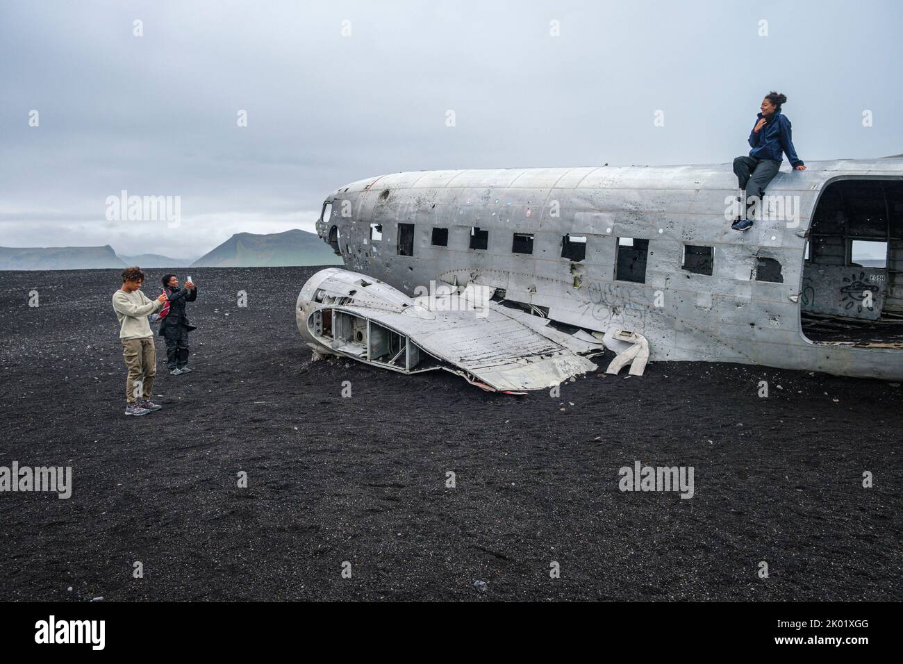 Solheimasandur plane wreck, Iceland Stock Photo
