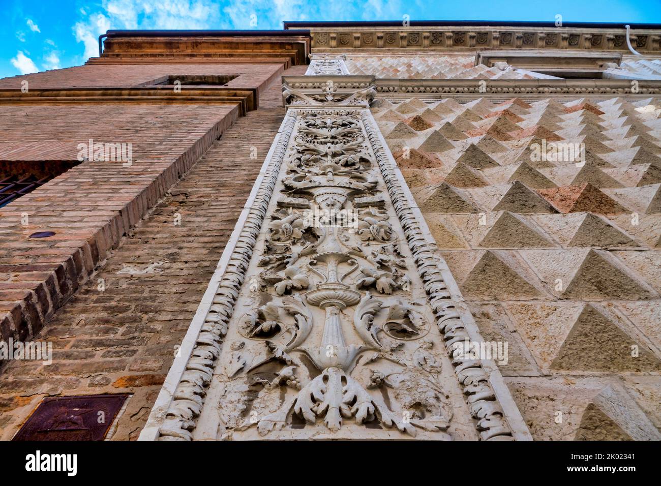 Detail of the Palazzo dei Diamanti, Ferrara, Italy Stock Photo