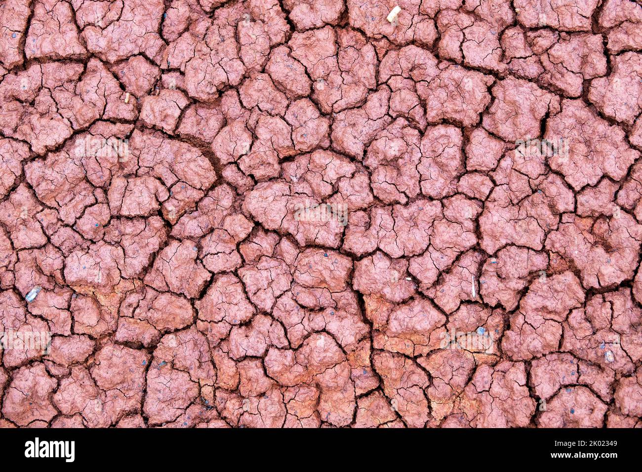 Close up of the soil in the Candy Cane Mountains, Khizi District, Azerbaijan.  The mountains' colours are produced by groundwater that have altered th Stock Photo