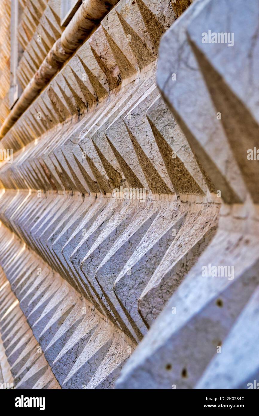 Detail of the 'bugnato' of the Palazzo dei Diamanti, Ferrara, Italy Stock Photo