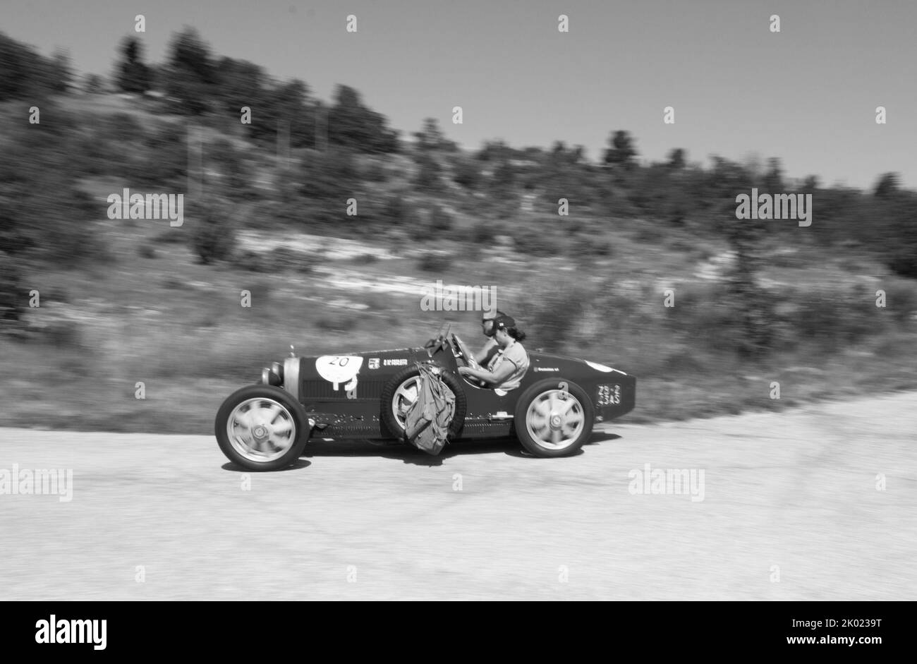 URBINO - ITALY - JUN 16 - 2022 : BUGATTI T37 1926 on an old racing car in rally Mille MigLIA Stock Photo