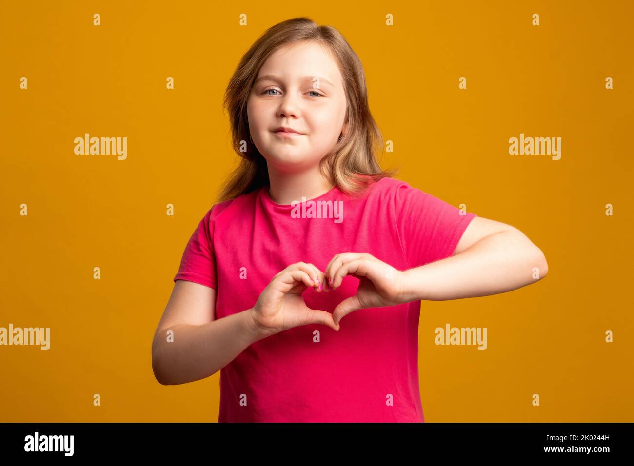 love sign supportive kid admiration sympathy girl Stock Photo
