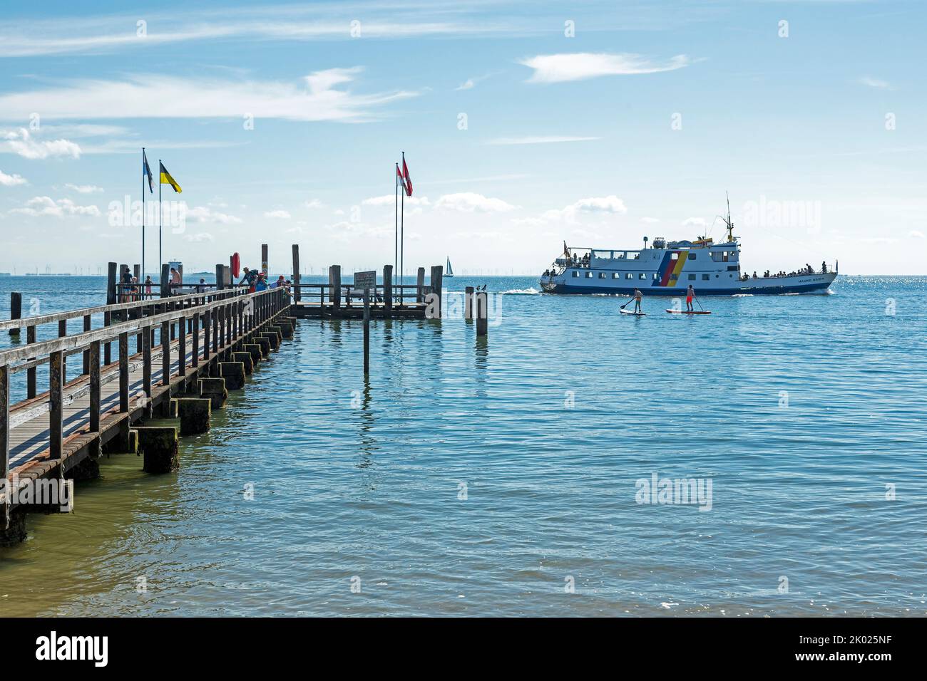 ferry, pier, Wyk, Föhr Island, North Friesland, Schleswig-Holstein, Germany Stock Photo