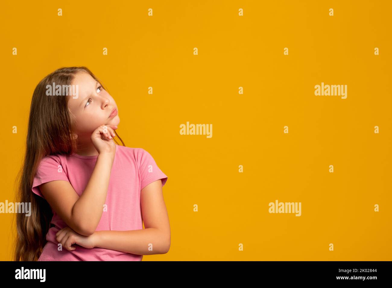 confused kid portrait motivation discovery girl Stock Photo