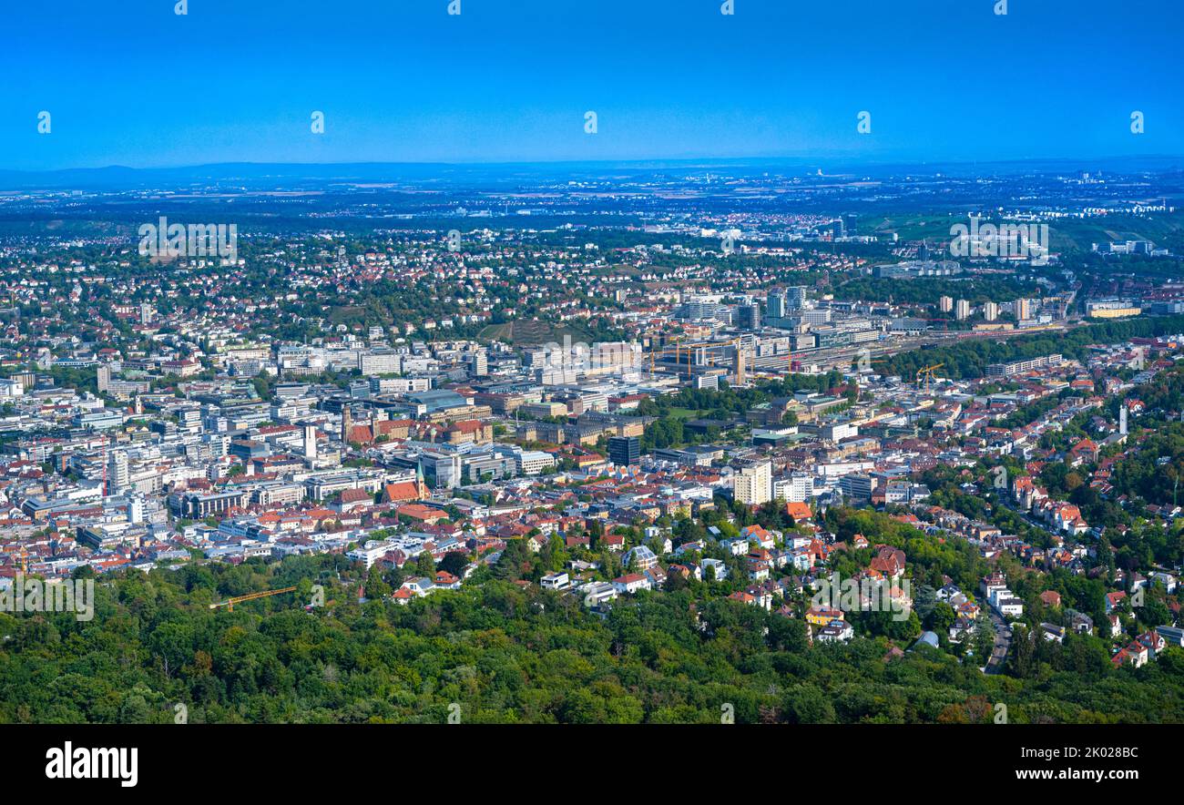 Panoramic overview of Stuttgart city seen from the TV tower. Baden ...