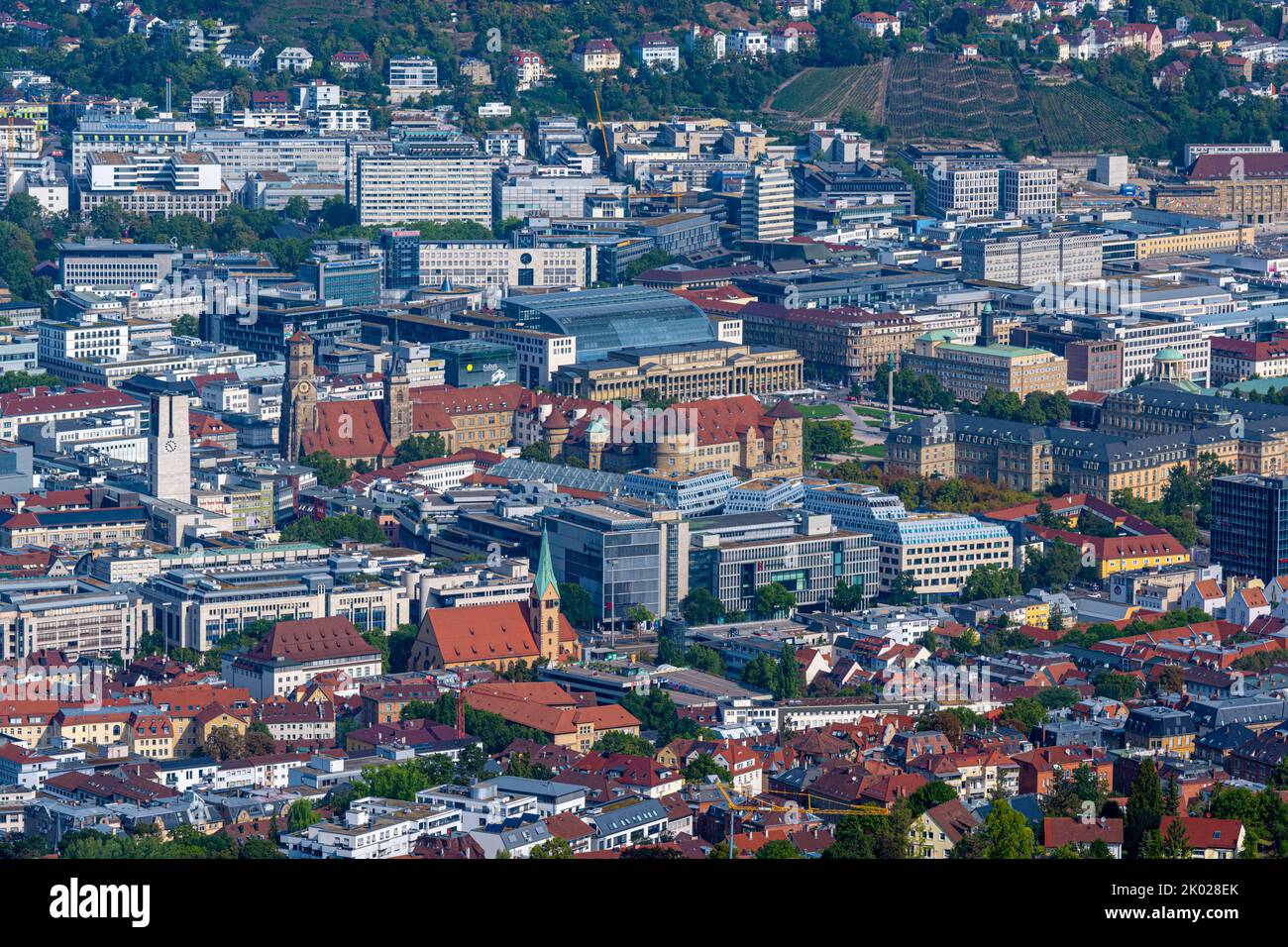 View of downtown Stuttgart (collegiate church, old castle, new castle ...