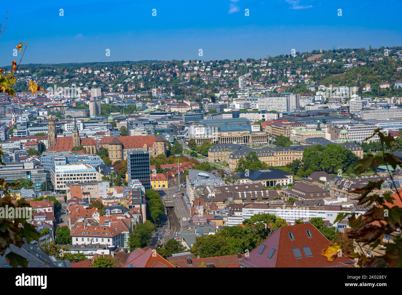 View of downtown Stuttgart (collegiate church, old castle, new castle ...