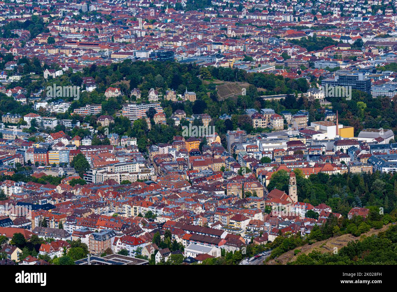 View of downtown Stuttgart (View over Heslach to Karlshöhe, behind it ...
