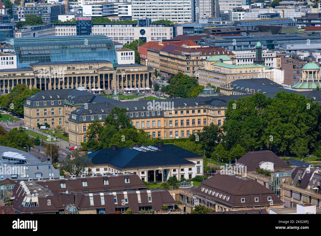 View of downtown Stuttgart (new castle) from the Bopser mountain. Baden ...