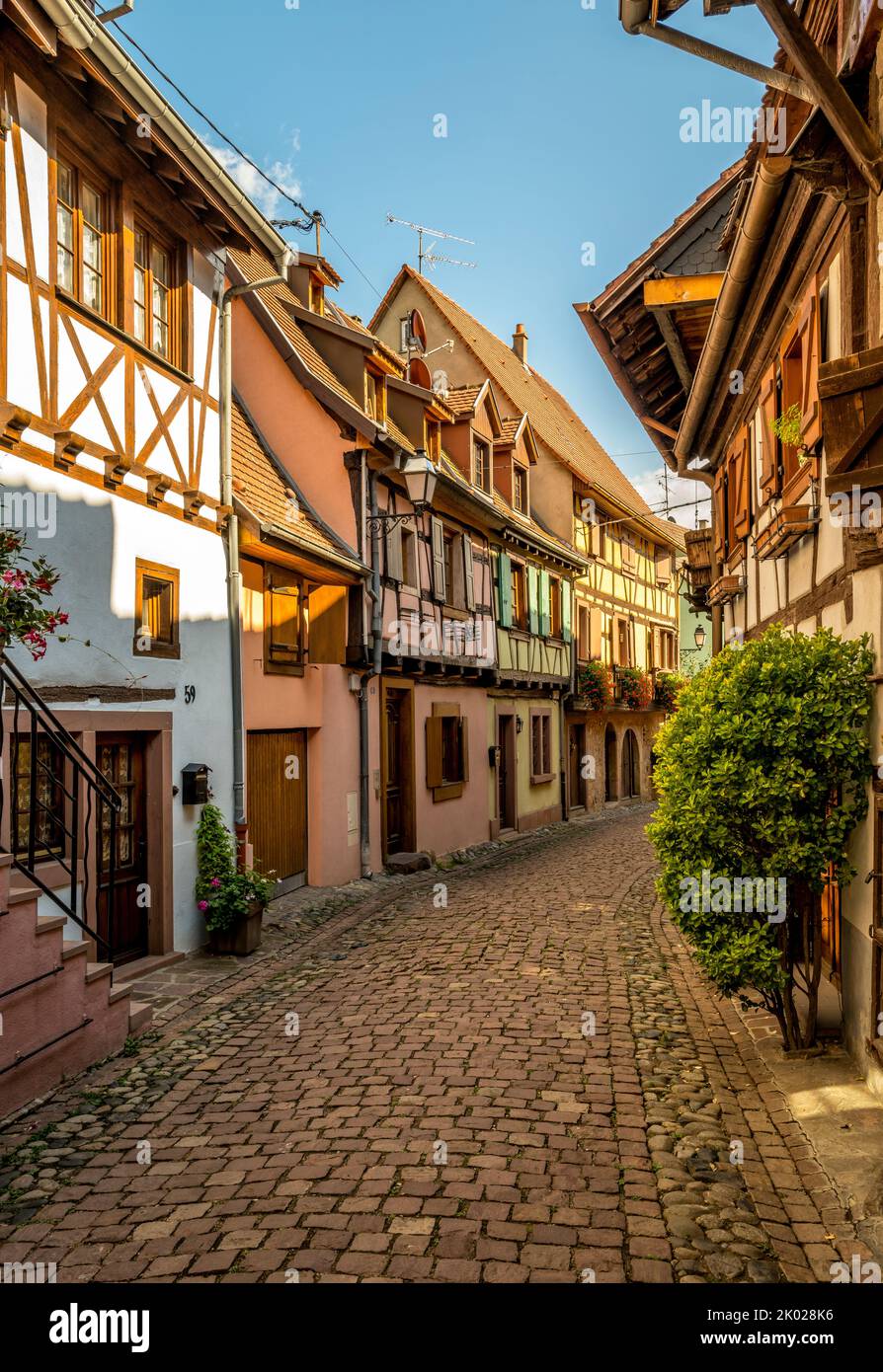 Street scene in Eguisheim, France Alsace Stock Photo