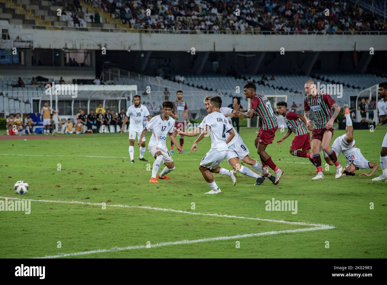 Kolkata, West bengal, India: September 7, 2022, ATKMB (Mohunbagan Football Club) of Kolkata, India loses to KL City FC (Kuala Lumpur City Football Club) of Kuala lumper, Malaysia by 1-3 margin on AFC Cup-2022 Inter-Zonal Semifinal at VYBK, SALT LAKE STADIUM, Kolkata, India on 7th Sep, 2022. Paulo Josue (60'), Fakrul Aiman Sidid (92') and Romel Morales (95') scored the goals for the visitors while Fardin Ali Molla (90') netted the solitary goal for the Indian Super League club. (Credit Image: © Amlan Biswas/Pacific Press via ZUMA Press Wire) Stock Photo