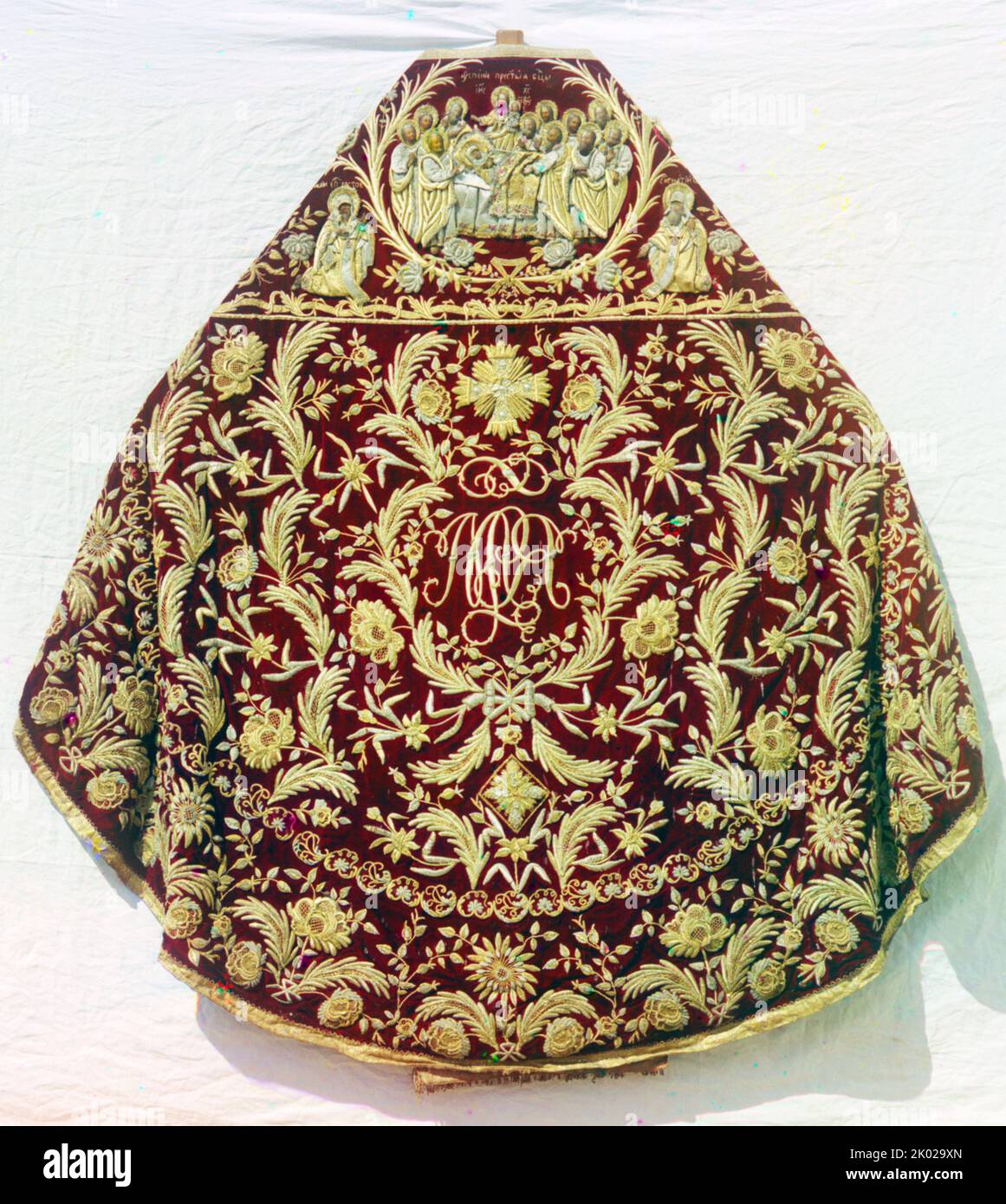 Phelonion [vestment]. From the time of Tsar Mikhail Fedorovich. In the vestry of the Assumption Cathedral. Rostov Velikii Stock Photo