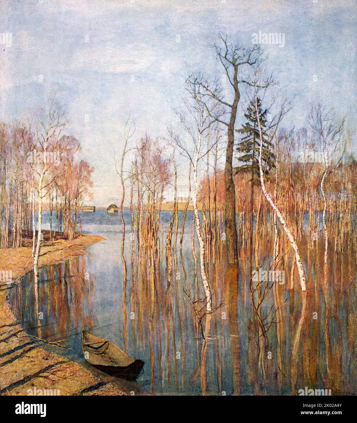 Spring - Big water 1897. By Isaac Levitan&#13;&#10;Russian artist (1860-1900) Stock Photo