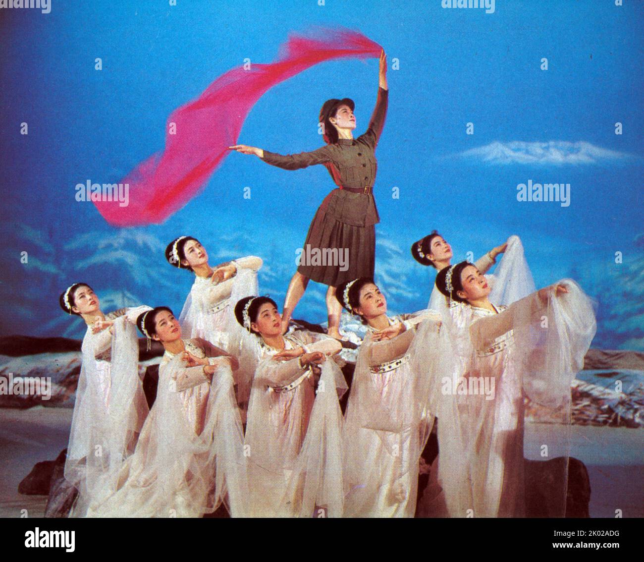 Dance 'Snow is Falling'. Mansudae Artistic Ensemble. North Korea Stock Photo