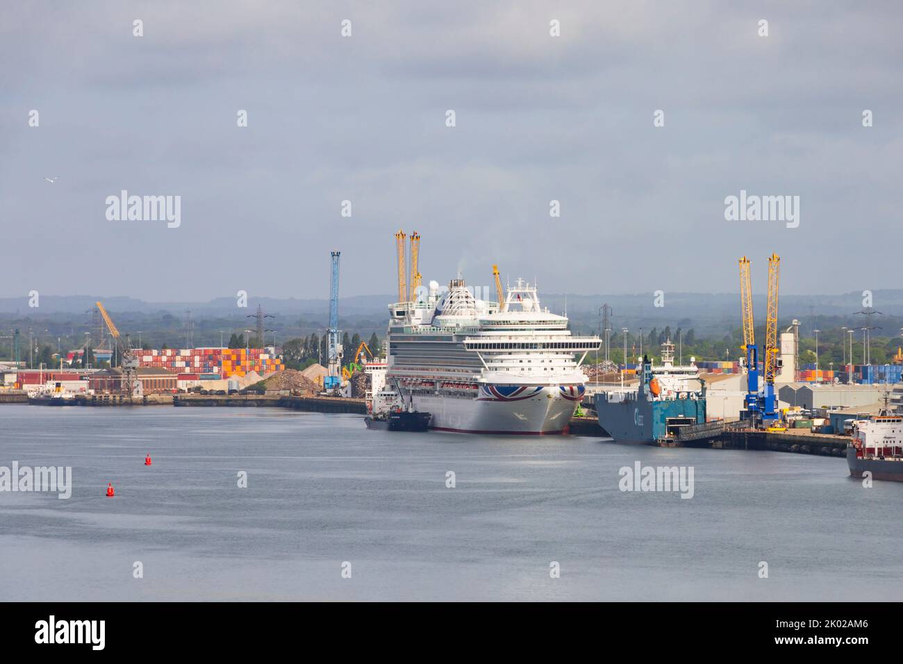P&O cruise ship, MS Ventura, docked at the City Cruise Terminal, Southampton, Hampshire, England Stock Photo