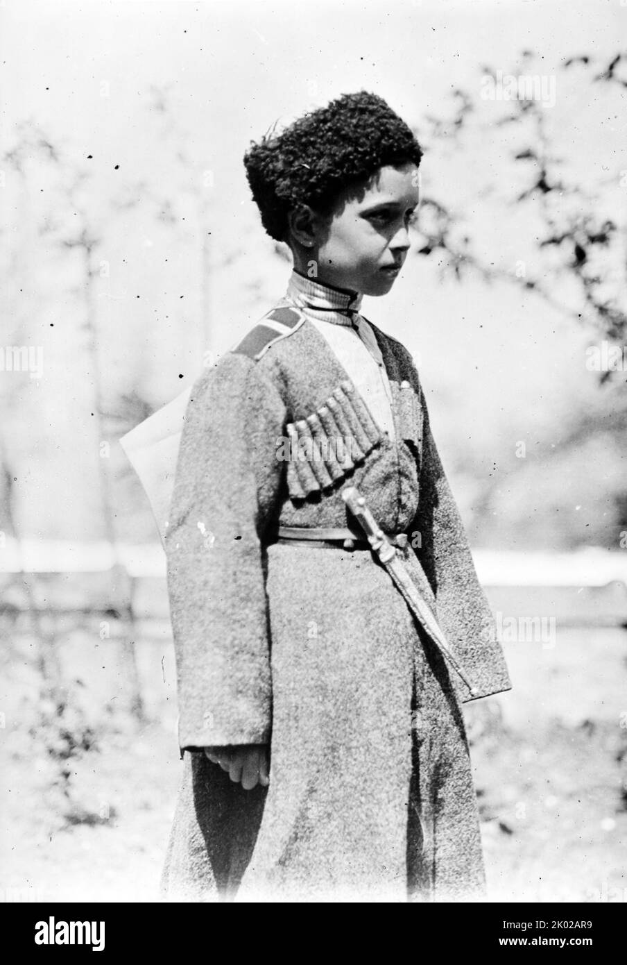 Nine year old Baron Pyotr Petrovich Wrangel (1911 - 1999), later worked in the USA as an aeronautical engineer. He was the son of General Pyotr Nikolayevich Wrangel (1878 - 1928); commanding general of the anti-Bolshevik White Army in Southern Russia. 1919 Stock Photo