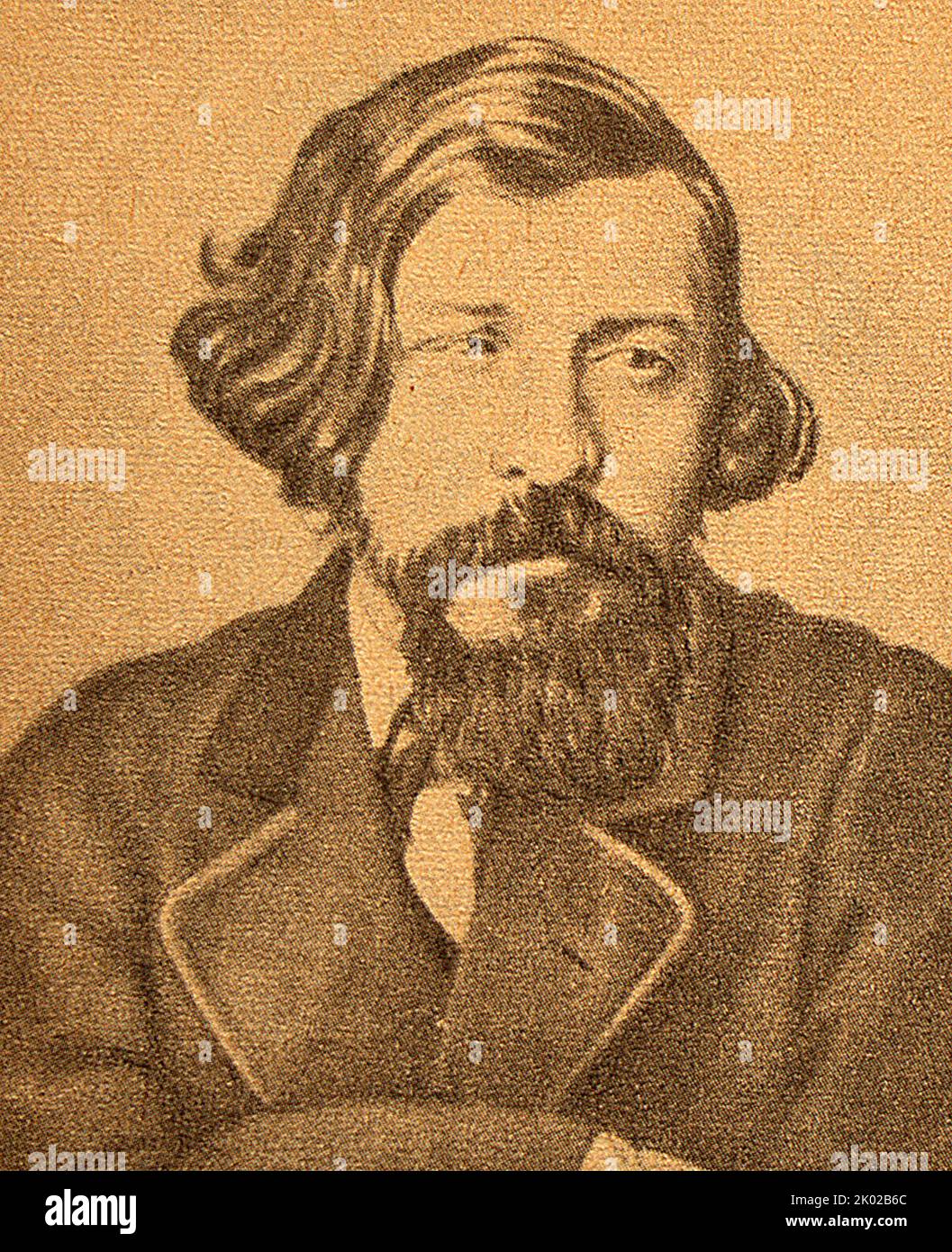 Nikolay Gavrilovich Chernyshevsky (1828 - 1889) Russian literary and social critic, journalist, novelist, and socialist philosopher, often identified as an utopian socialist and leading theoretician of Russian nihilism. Stock Photo