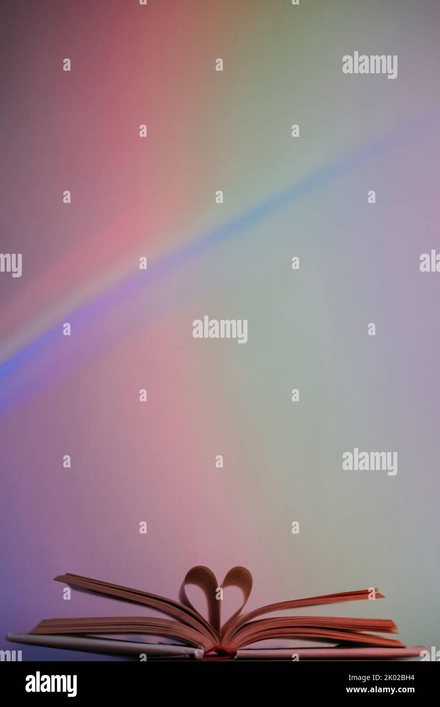 neon light background story time open book rainbow Stock Photo Alamy