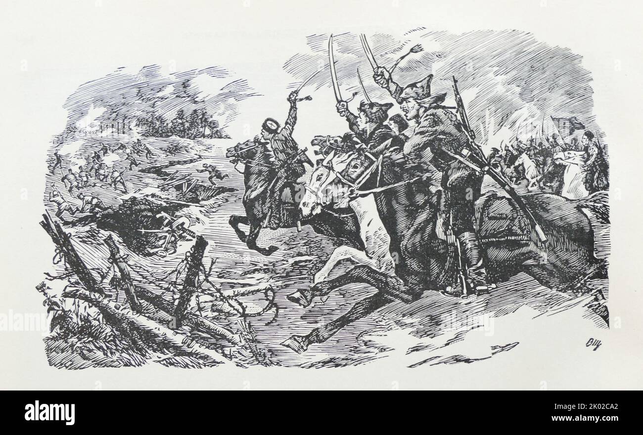 Illustration showing Counter-attack of Red Army during the Russian Civil War Stock Photo