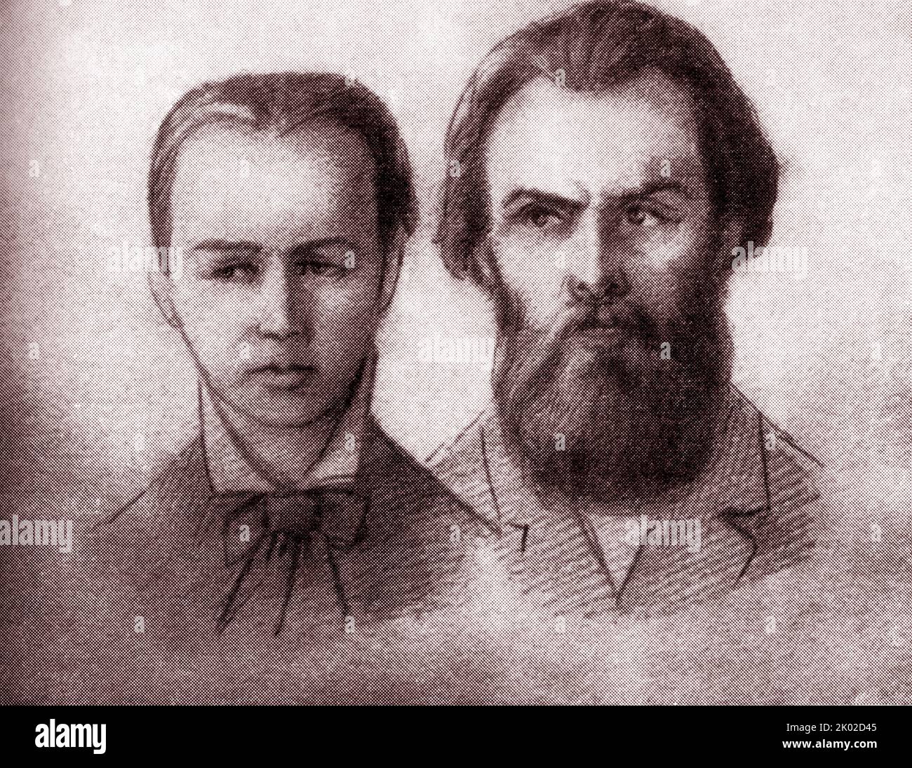 Sophia Perovskaya and her husband Andrei Zhelyabov at the Pervomartovtsy trial after the assassination of Tsar Alexander II in 1881 Stock Photo