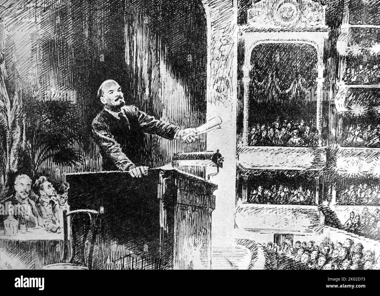 V.I.Lenin speech at the Fifth All-Russian Soviets Congress. (Drawing by V.V.Sheglov.)&#13;&#10; Stock Photo