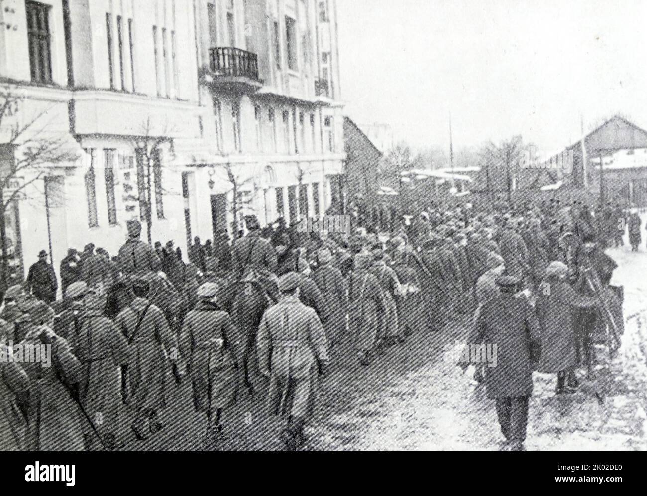 Red Army entering Riga. January, 1919. &#13;&#10; Stock Photo