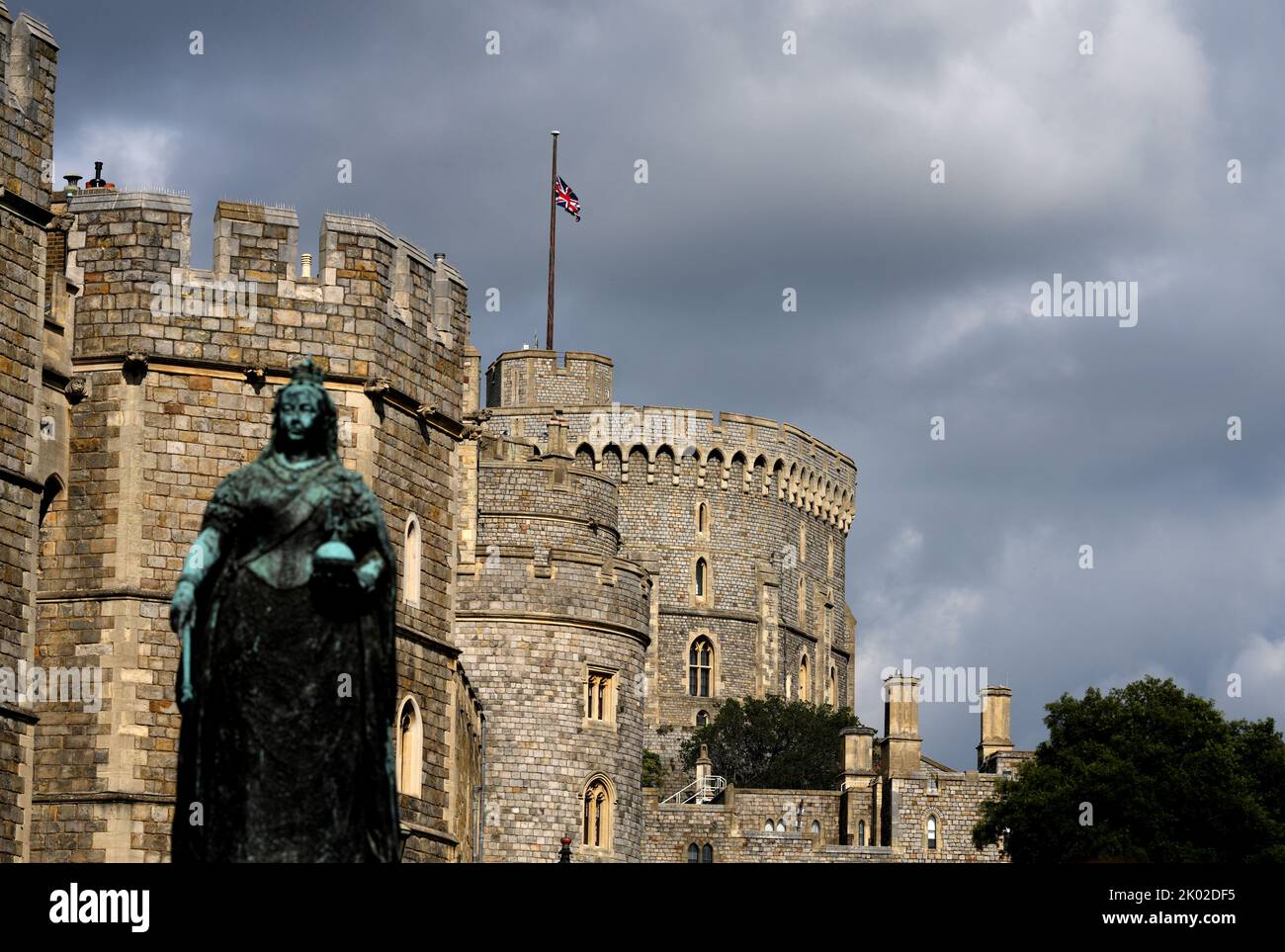 The Union flag is flown at half mast at Windsor Castle, Berkshire, following the death of Queen