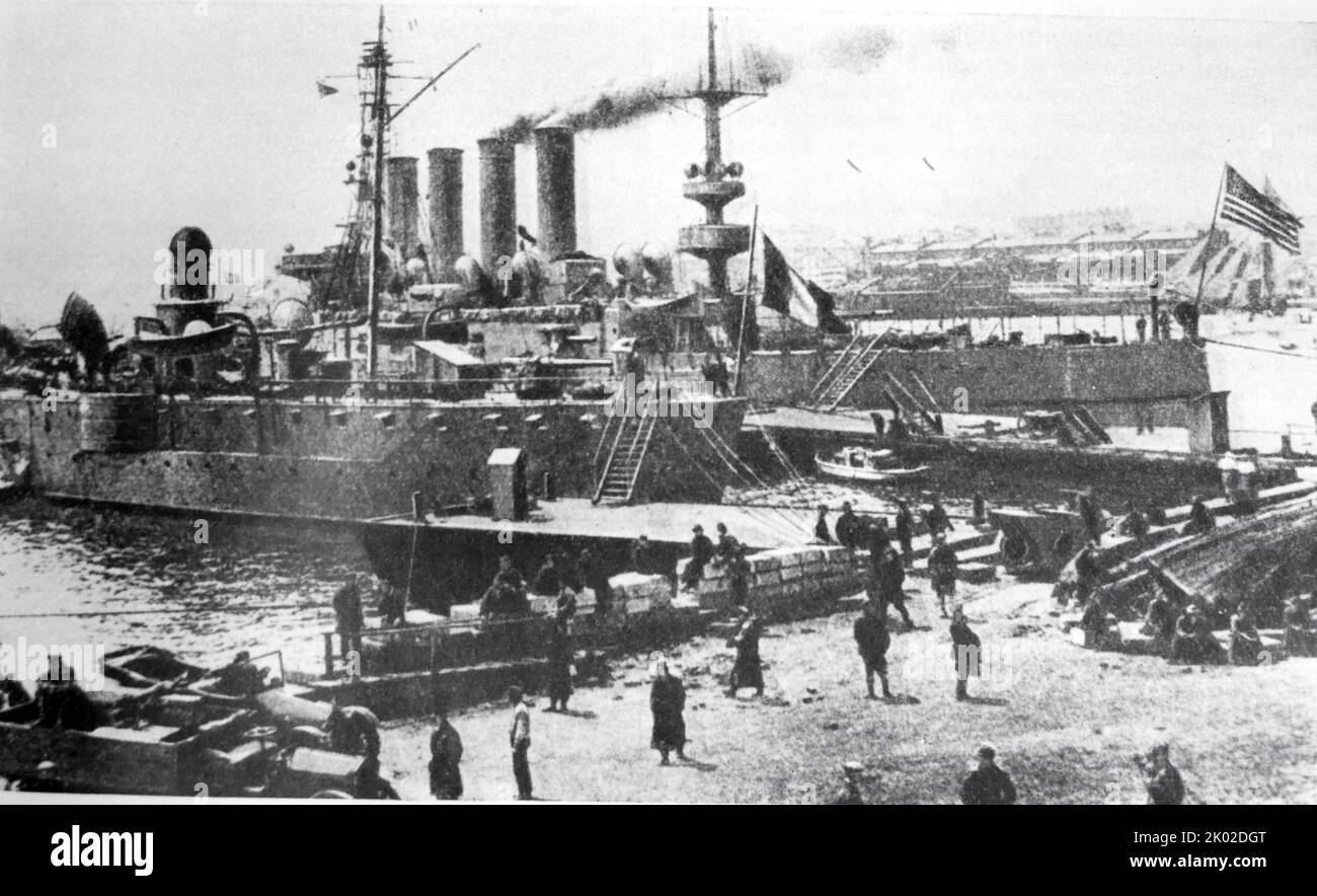 Military vessels of the interventionists in the Golden Horn. Vladivostok. 1919 Stock Photo Alamy