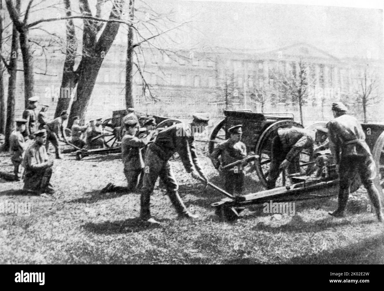 The artillery battery at Smolny in the training field during the days