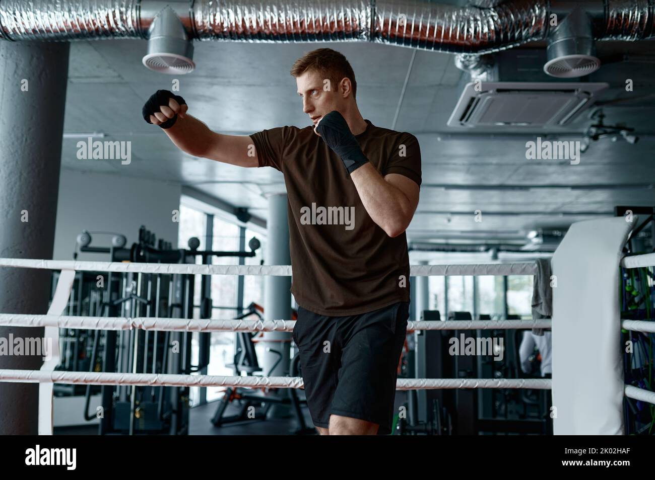 Confidence man boxer do sport training boxing exercise Stock Photo Alamy