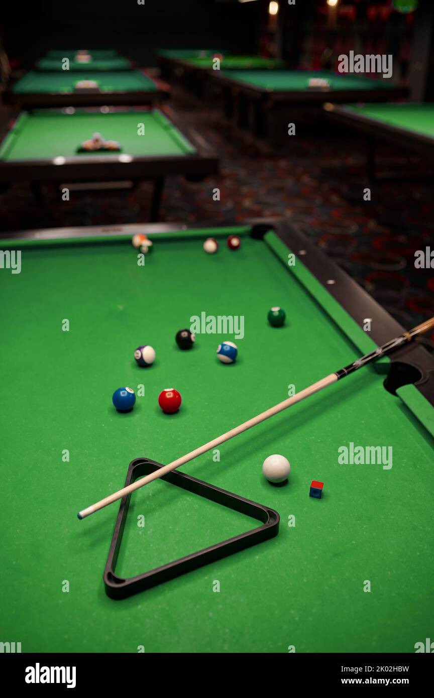 Billiard room, snooker game saloon, pool hall Stock Photo Alamy
