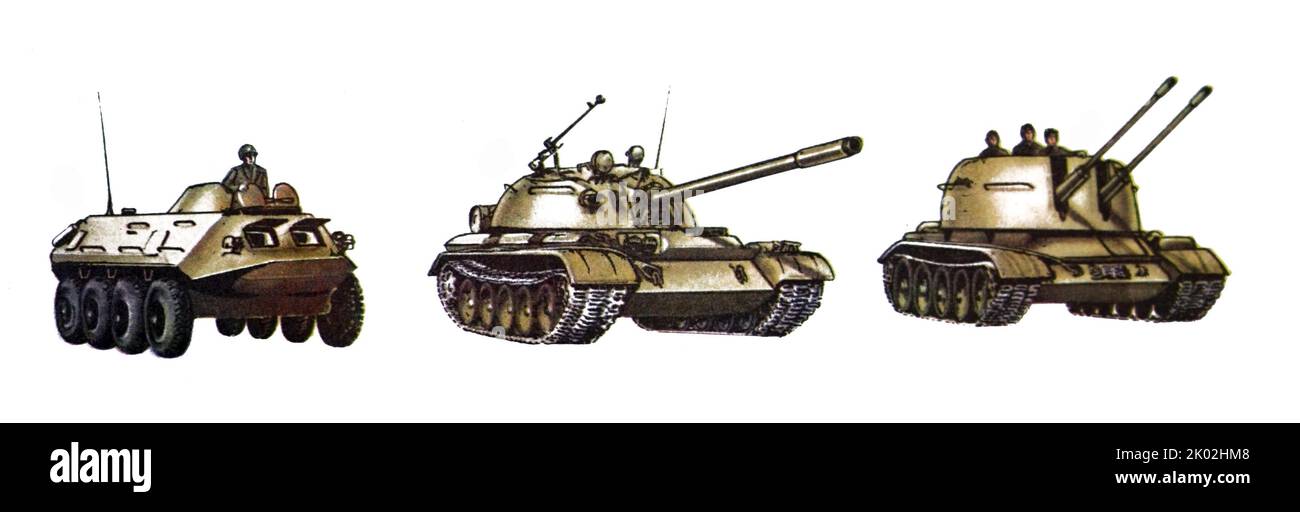 Armoured personnel carrier; T55 tank; Twin antiaircraft selfmanaged