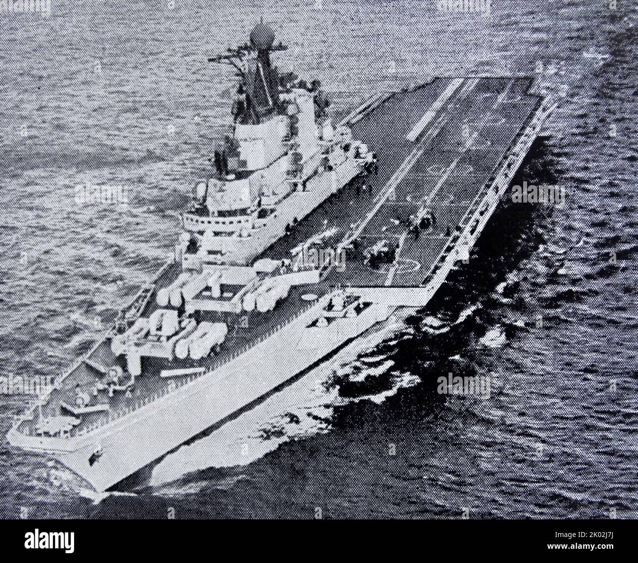 Kiev was an aircraft carrier (heavy aircraft cruiser in Russian classification) that served the Soviet Navy and the Russian Navy from 1975 to 1993 Stock Photo