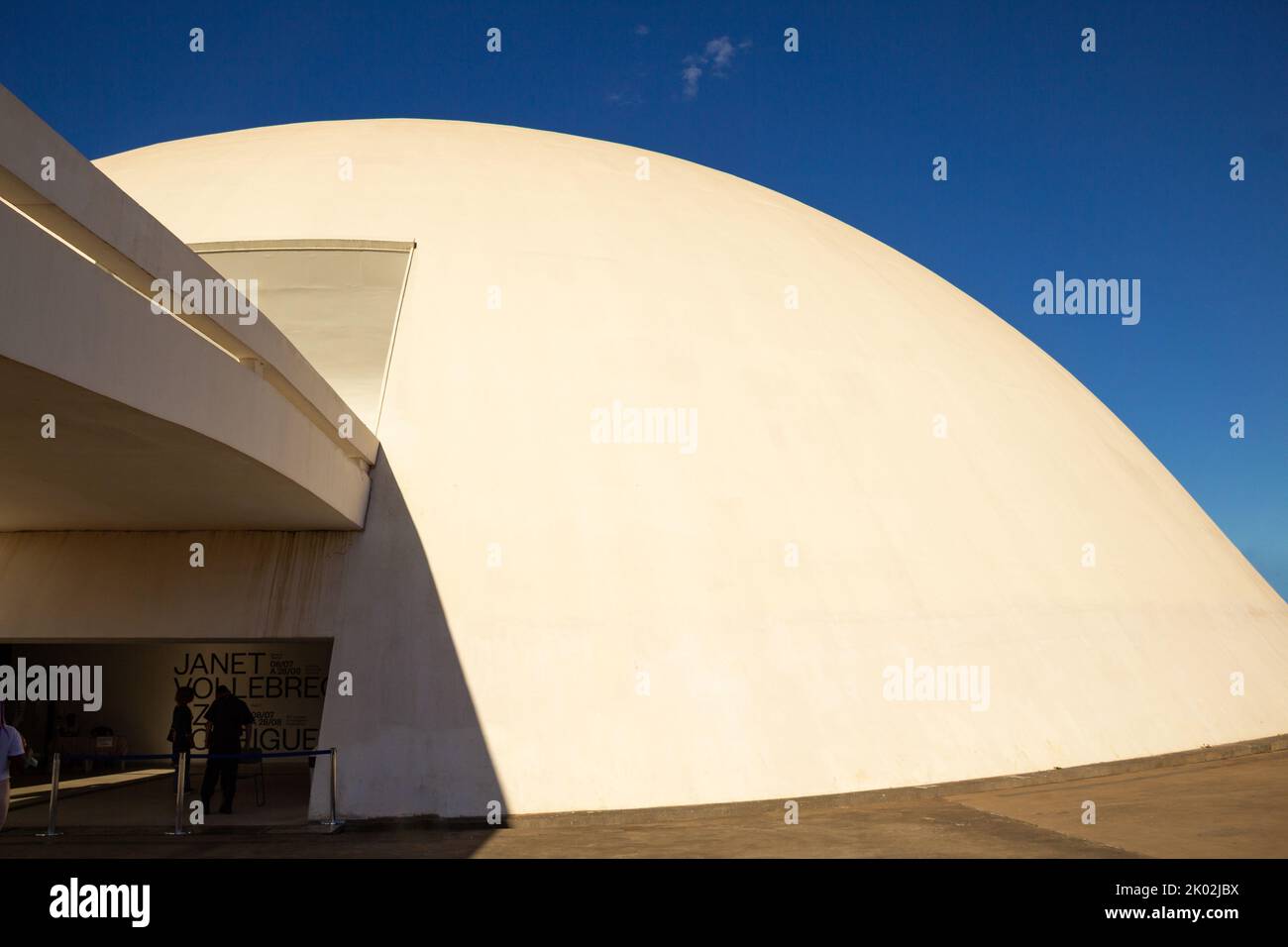 Brasília, Federal District, Brazil – July 23, 2022: Detail of National Museum of the Republic on a clear day with blue sky. By Oscar Niemeyer. Stock Photo