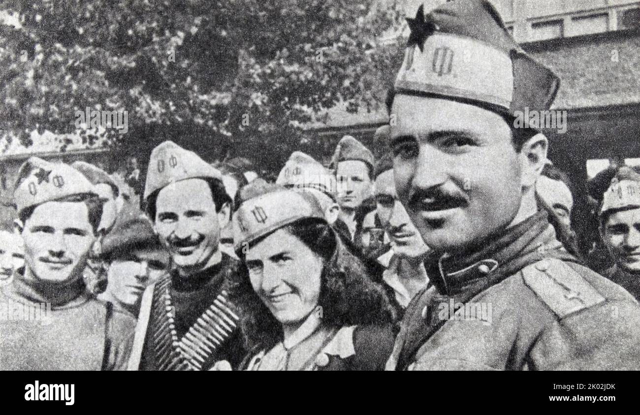 Group of Bulgarian partisans of the Patriotic Front. 1944 Stock Photo