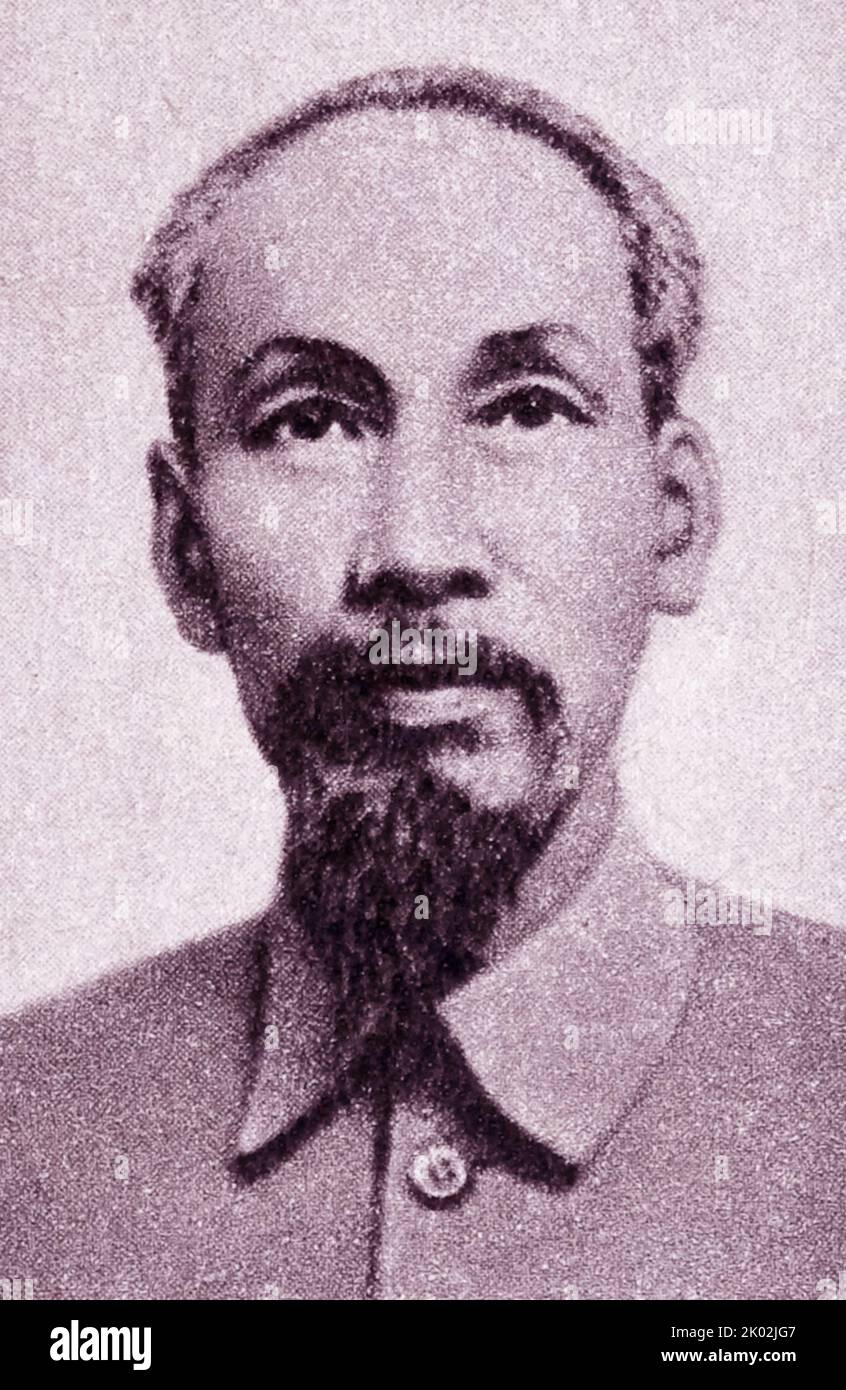 Ho Chi Minh (1890 - 1969), Vietnamese revolutionary and politician. He served as Prime Minister of Vietnam from 1945 to 1955 and President from 1945 to 1969. Stock Photo