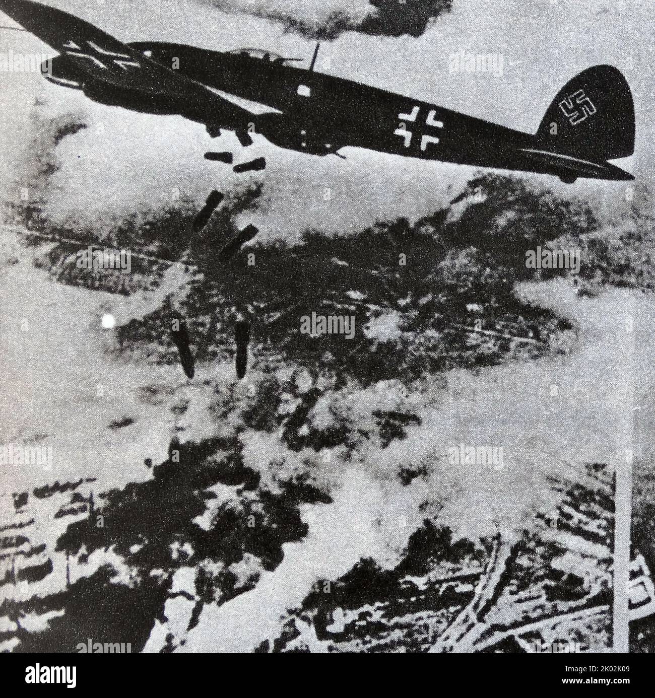 Nazi aircraft bombing Poland. 1939 Stock Photo
