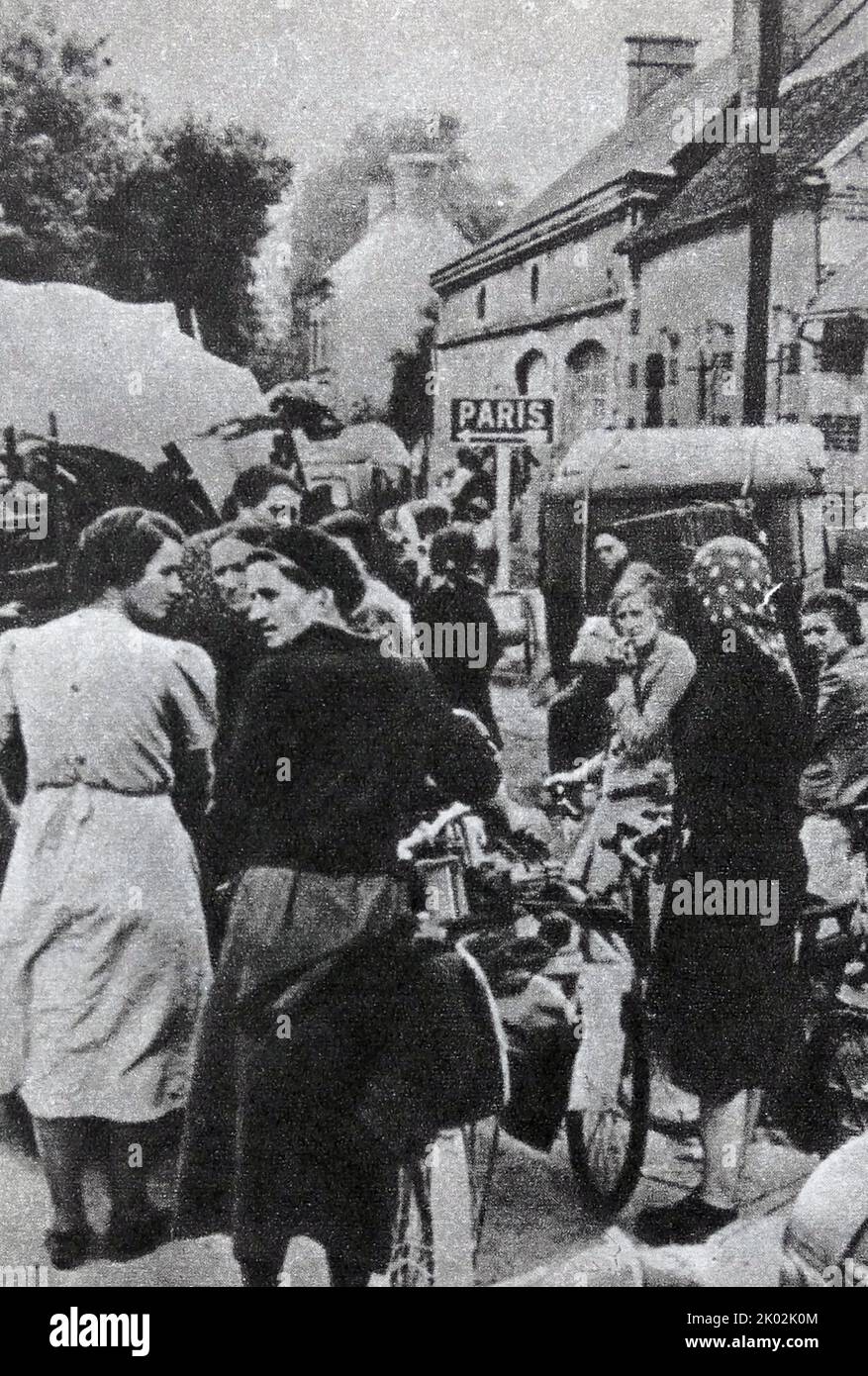 Refugees on the roads of France. 1940 Stock Photo