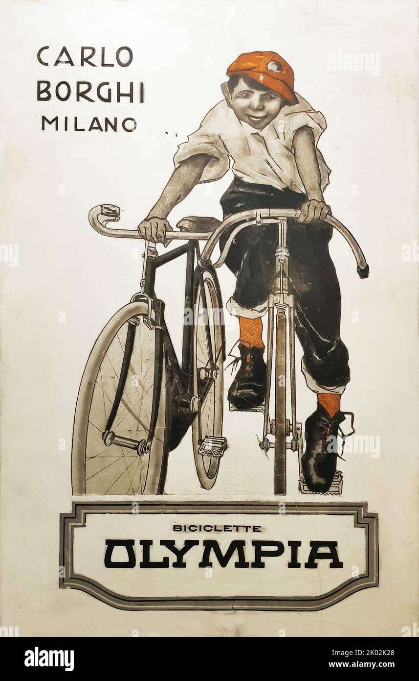 Vintage advertising poster of an italian producer of bicycles Stock Photo