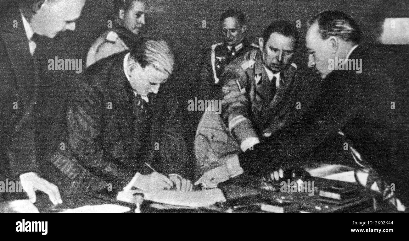 The signing of the Munich Agreement. September 1938 Stock Photo