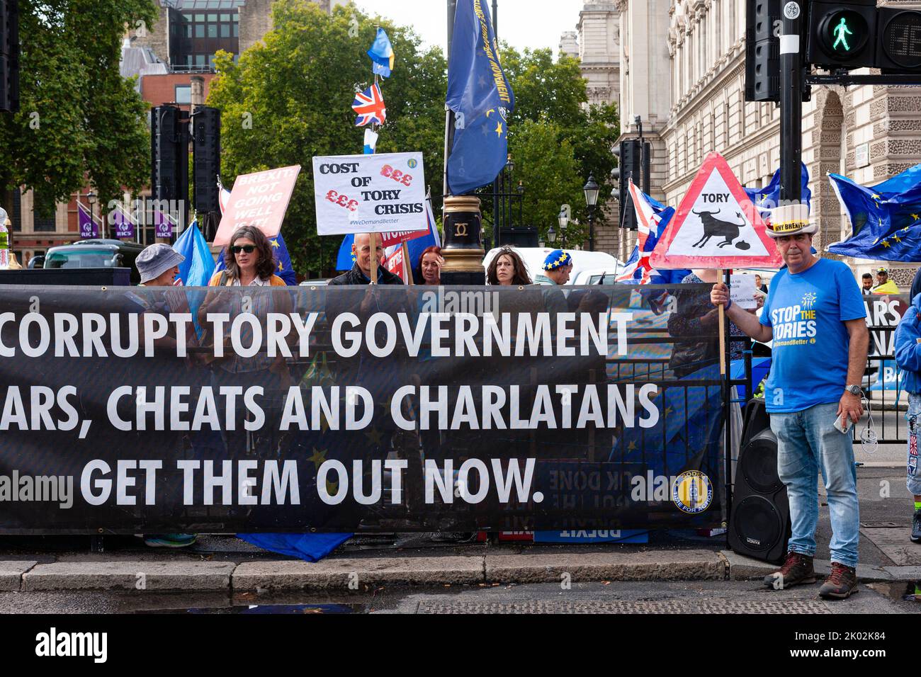 Anti Tory Government Protest in Westminster, London Following Election of Liz Truss 2022. Stock Photo