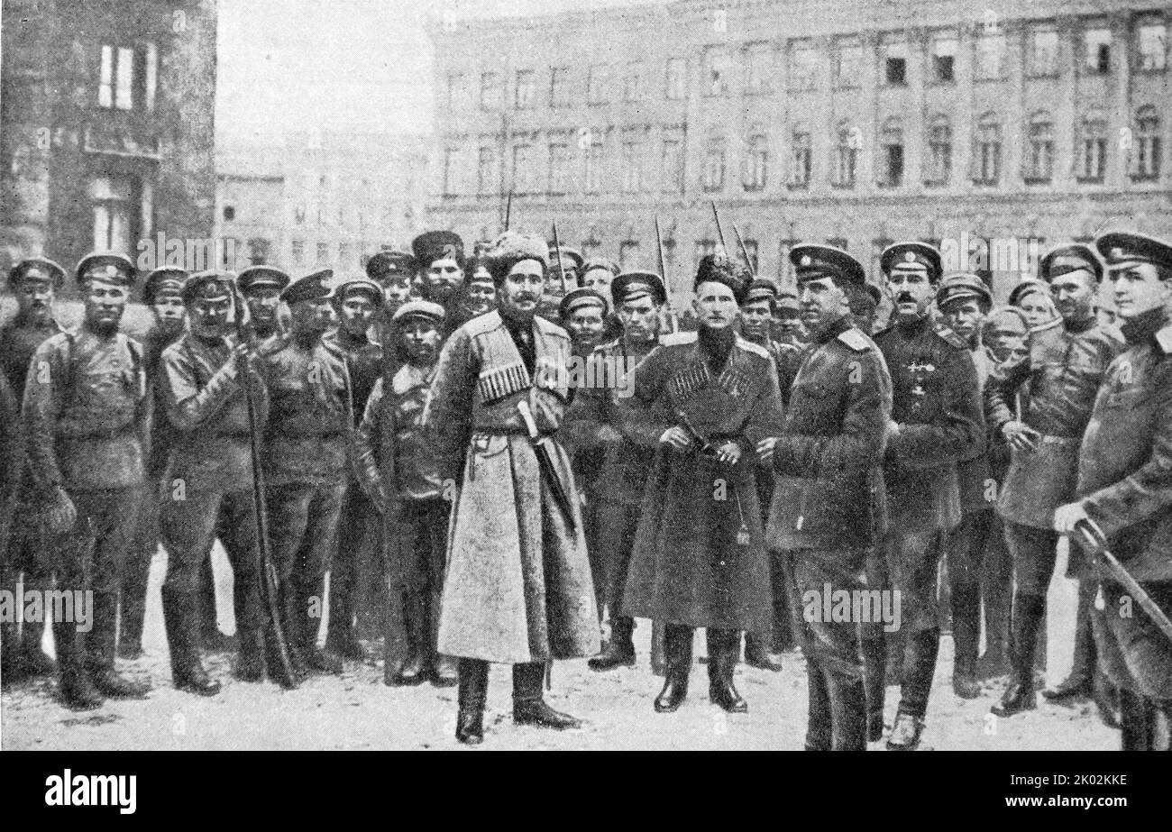 Pyotr Aleksandrovich Polovtsov (1874 - 1964), Russian military leader. After the February 1917 revolution, he was appointed Commander-in-Chief of the Petrograd Military District. On September 2, 1917), he was appointed commander of the Caucasian native cavalry corps. September 9, 1917 promoted to lieutenant general . On October 20, 1917, he was the military governor and commander of the troops of the Terek region . In February 1918 he left the Caucasus to continue participating in the Great War. He died in exile Stock Photo