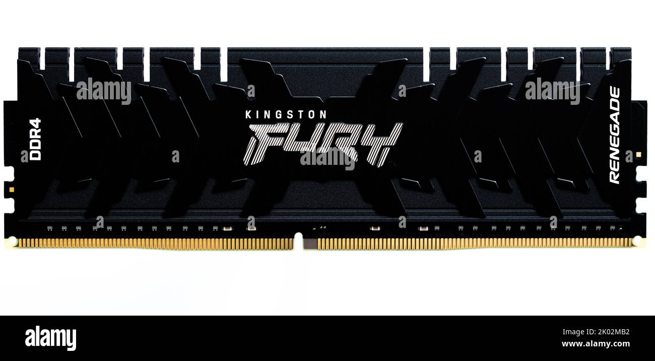 Lviv, Ukraine - September 9, 2022: DDR4 32GB (2x16GB) 3600 MHz Fury Renegade Black Kingston Fury (ex.HyperX) Stock Photo