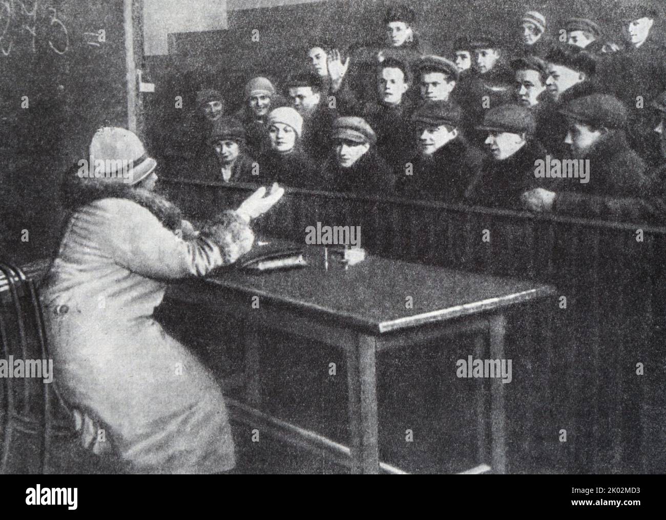 Classes at the working faculty of them. M.N. Pokrovsky at Moscow State University. 1920. (Photo). Stock Photo